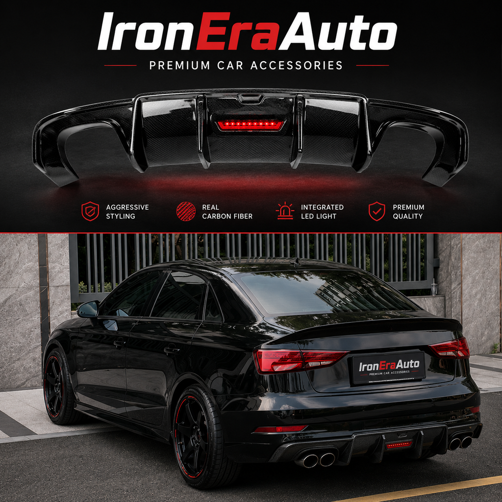 High Quality Carbon Fiber Rear Diffuser for Audi S3 8V A3 Sline RS3 LCI 2017-2020 Car Rear Bumper Splitter Diffuser Body Kit