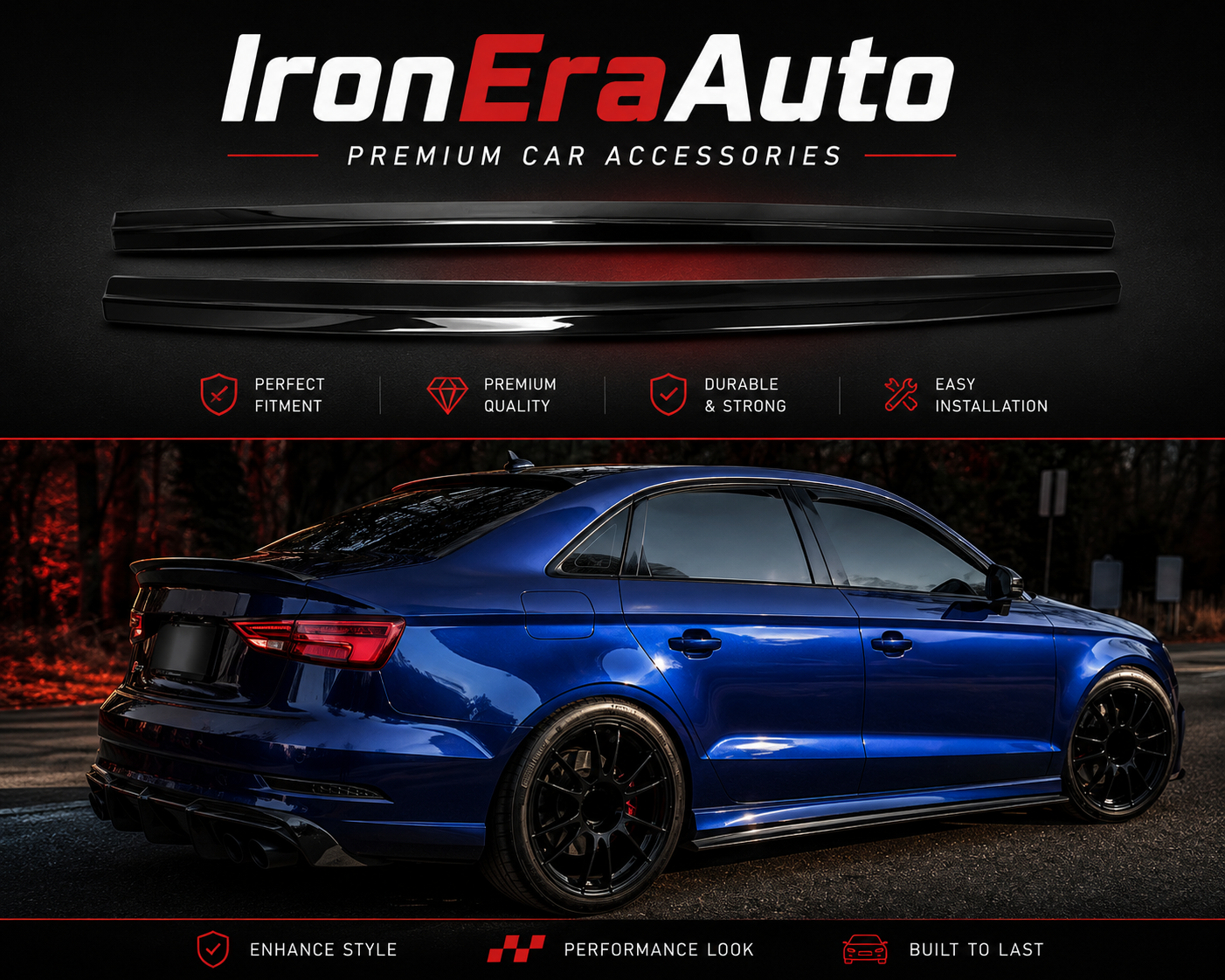 High Quality JP Style Carbon Fiber Side Skirt for Audi 8V RS3 S3 A3 Sline 2014-2019 Car Carbon Fiber Side Bumper Slpitter Lip