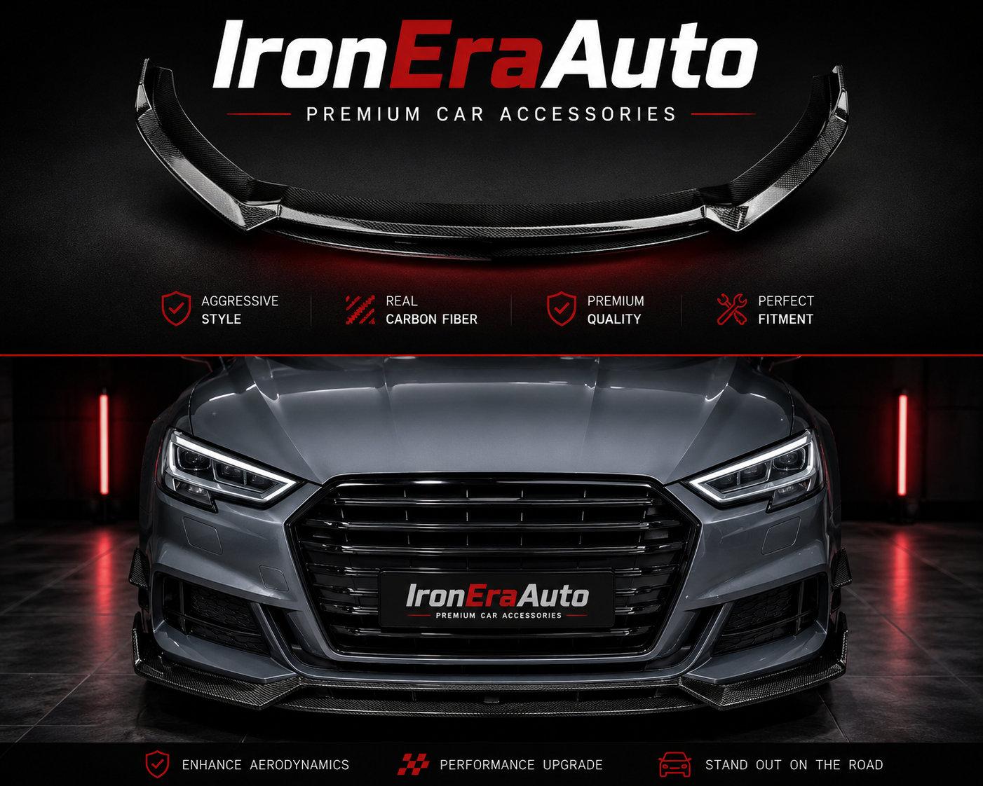 High Quality Carbon Fiber Front Lip for Audi 8V A3 Sline S3 LCI 2017-2020 Car Front Bumper Splitter Lip Bodykit