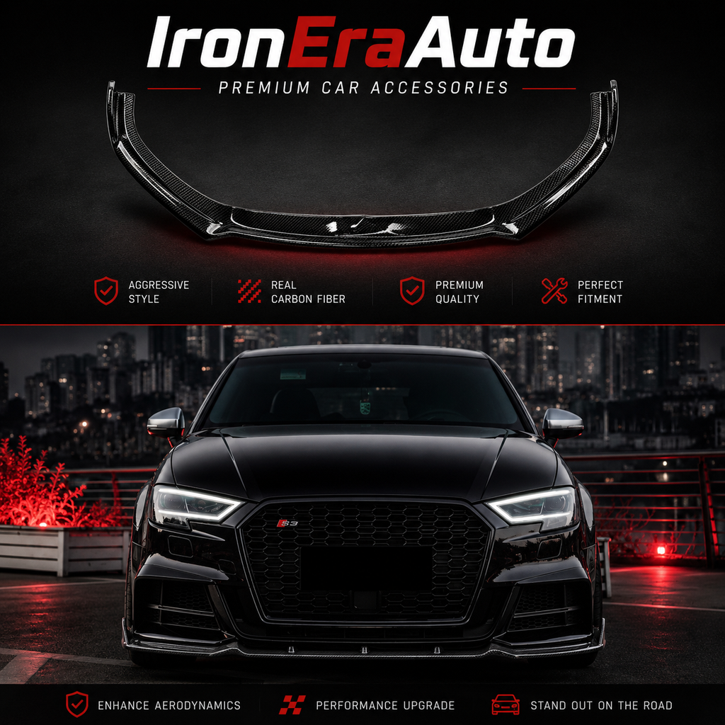 Real Carbon Fiber Front Bumper Splitter Lip for Audi A3 S3 RS3 8V LCI 2017-2020 Car Front Lip Spoiler Bodykit