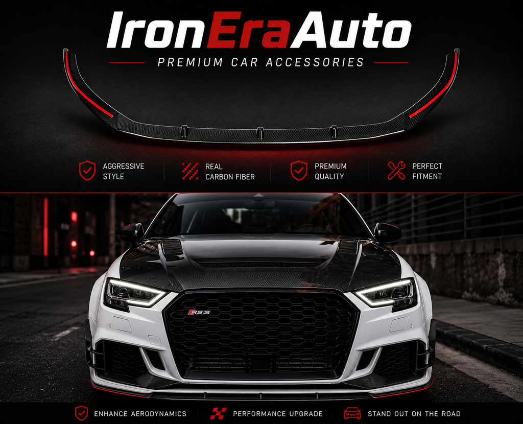 High Quality Real Carbon Fiber RS3 Front Lip for Audi RS3 8V Sedan LCI 2017-2020 Car Carbon Fiber Front Bumper Splitter Lip