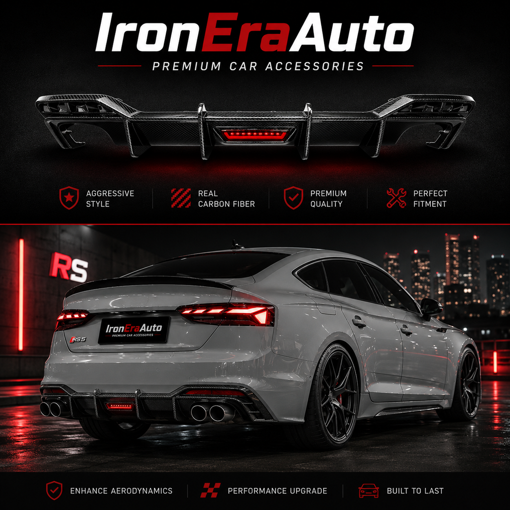 Carbon Fiber Rear Bumpers Diffuser With LED for Audi B9.5 A5 Sline S5 2021-2024 Rear Diffuser Splitter