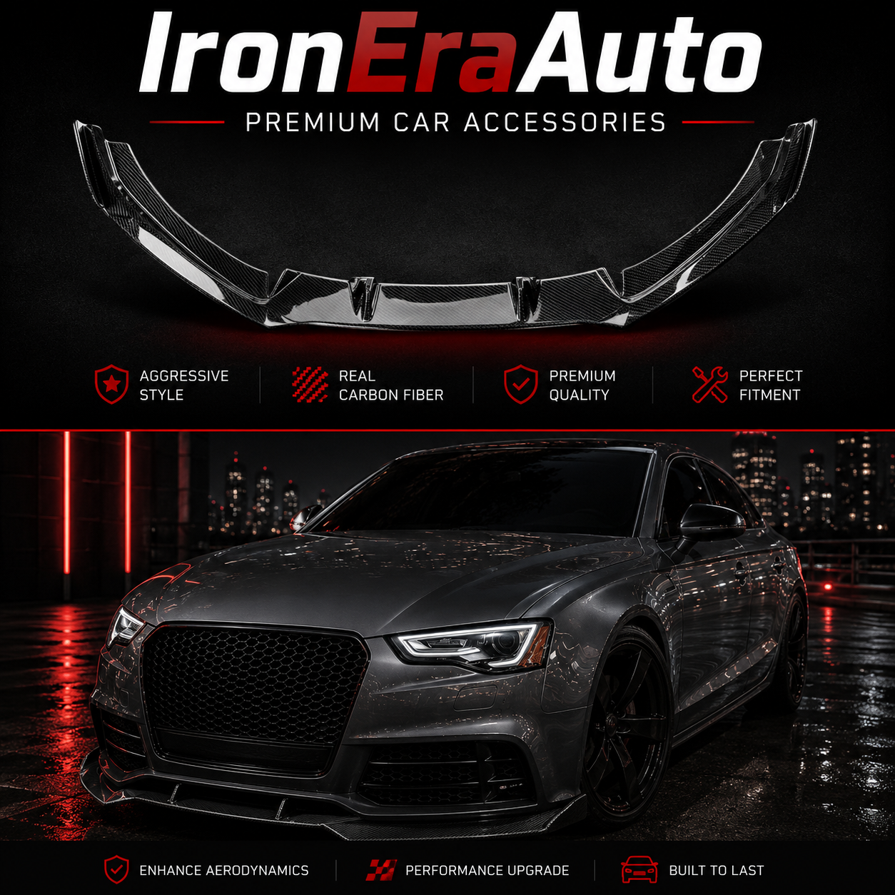 Carbon Fiber Front Bumper Splitter Lip for Audi B8.5 RS5 2012-2016 Carbon Fiber Front Lip Body Kit