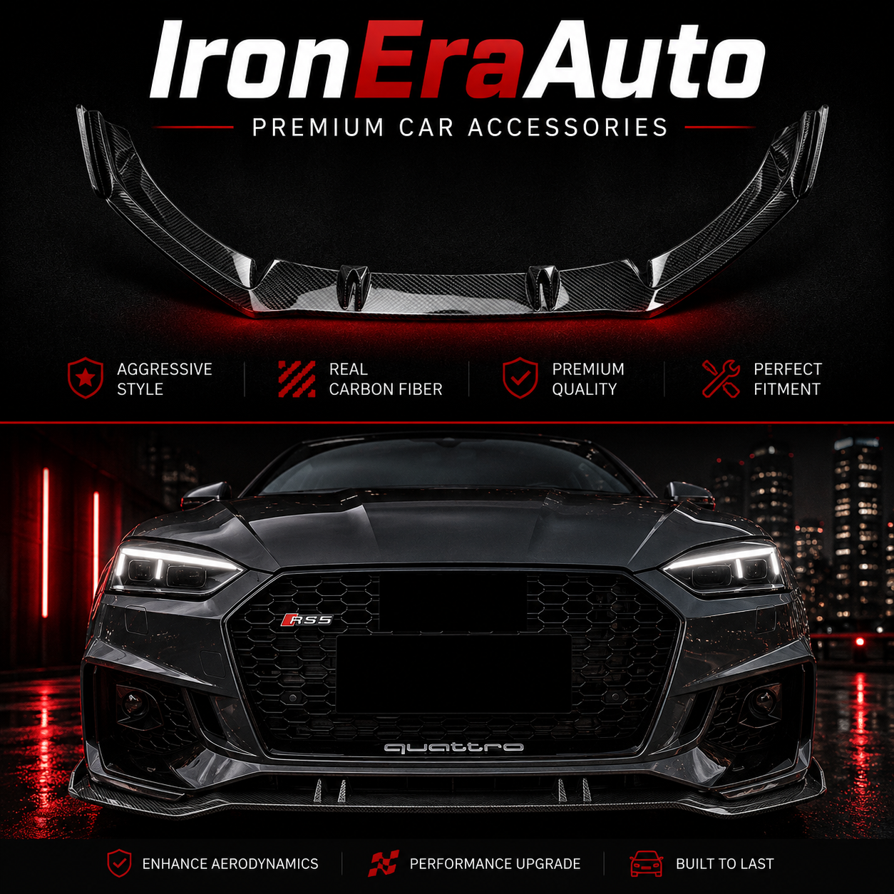 Carbon Fiber Front Bumper Lip for Audi B9 A5 S5 RS5 SLine 2017-2019 Carbon Front Splitter Spoiler Lip Body Kit