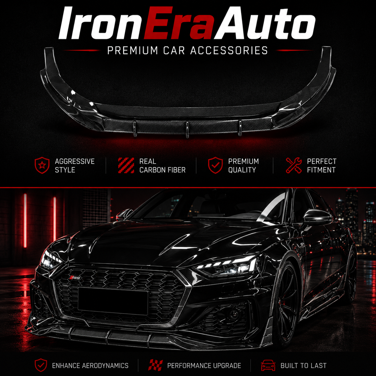 Carbon Fiber Front Bumper Splitter Lip for Audi B9.5 RS5 Coupe 2020-2024 Carbon Fiber Car Front Lip