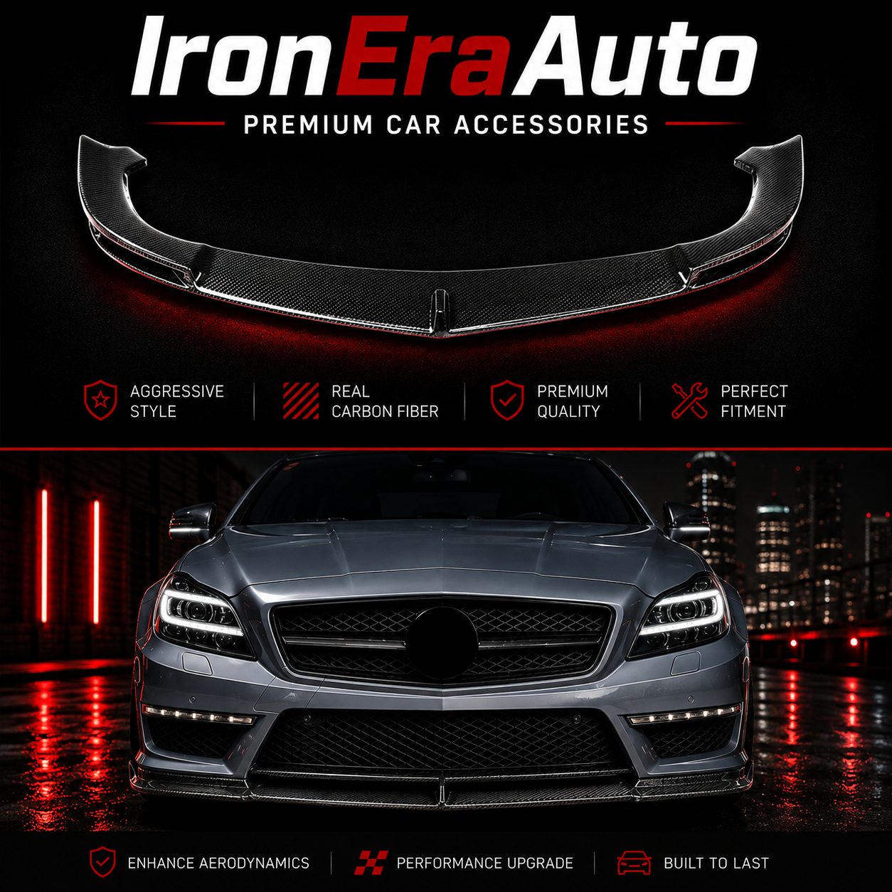 Carbon Fiber Front Bumper Lip for Merceder Benz W218 CLS Class AMG CLS63 2011-2014 Front Splitter Spoiler Lip Boay Kit