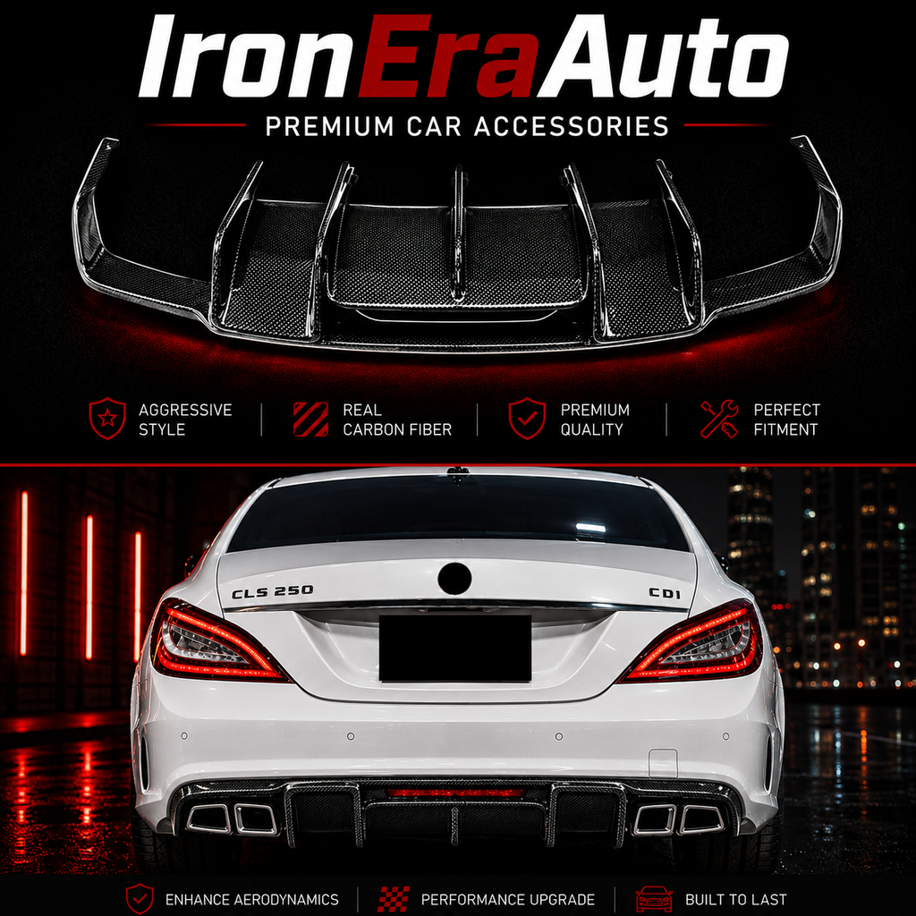 Carbon Fiber Rear Bumper Diffuser for Merceder Benz W218 CLS550 CLS63 AMG 2011-2018 Rear Splitter Lip With LED Body Kit