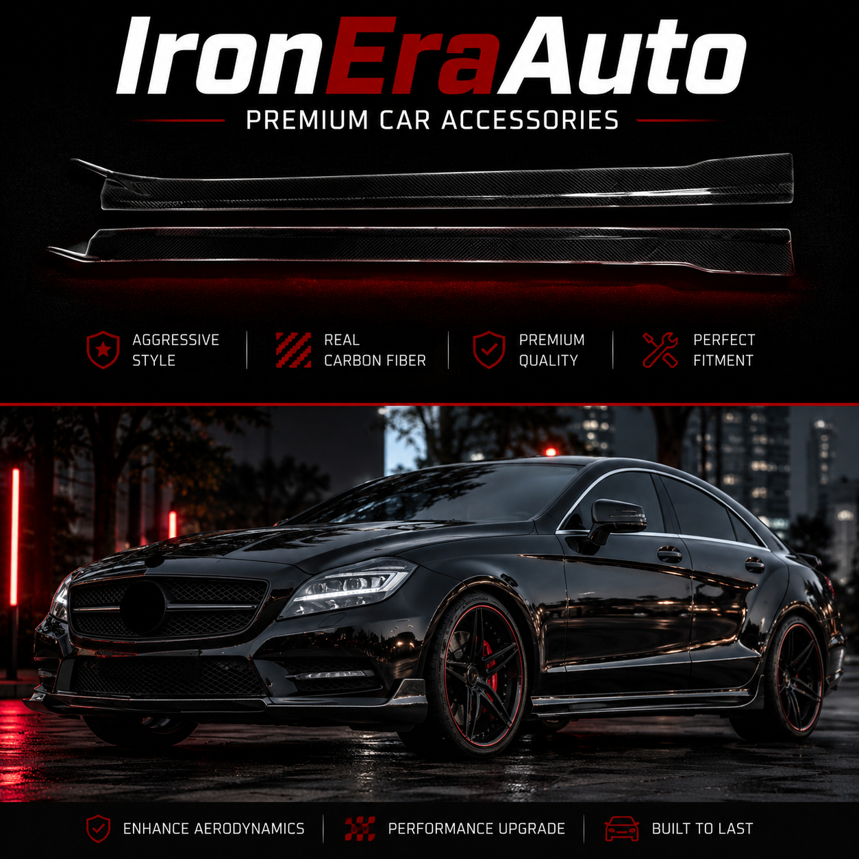 Carbon Fiber Side Skirt for Merceder Benz W218 CLS500 CLS63 AMG 2011-2018 Side Bumper Splitter Spoiler Lip Body Kit