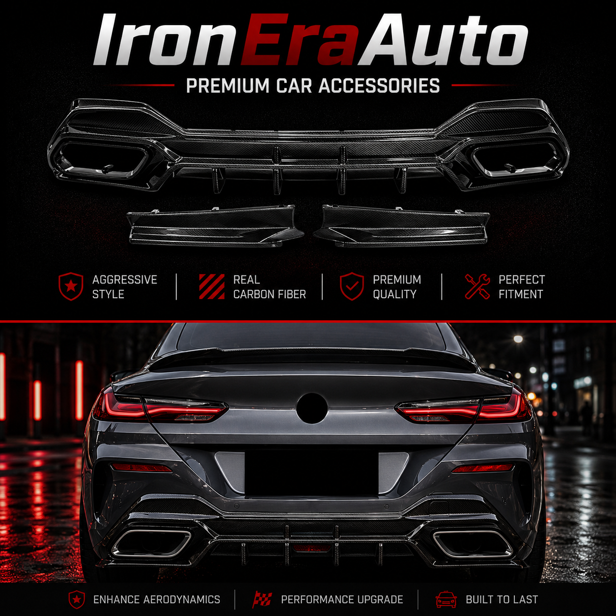 Dry Carbon Fiber Rear Bumper Diffuser for BMW 8 Series G14 G15 G16 840i M850i Rear Splitter Lip Body Kit