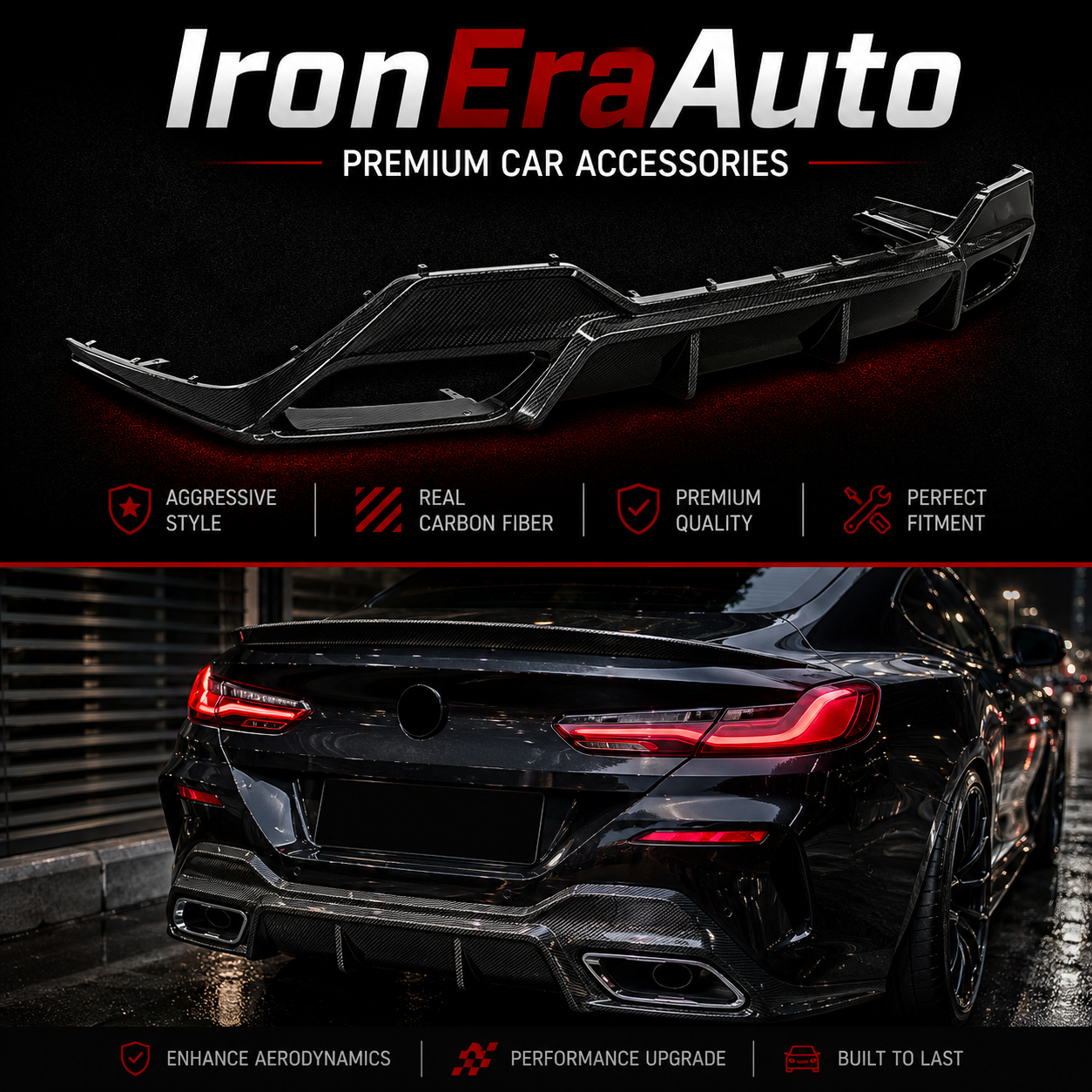 Carbon Fiber Rear Bumper Diffuser for BMW 8 Series G14 G15 G16 840i 2019+ Carbon Rear Splitter Body Kit