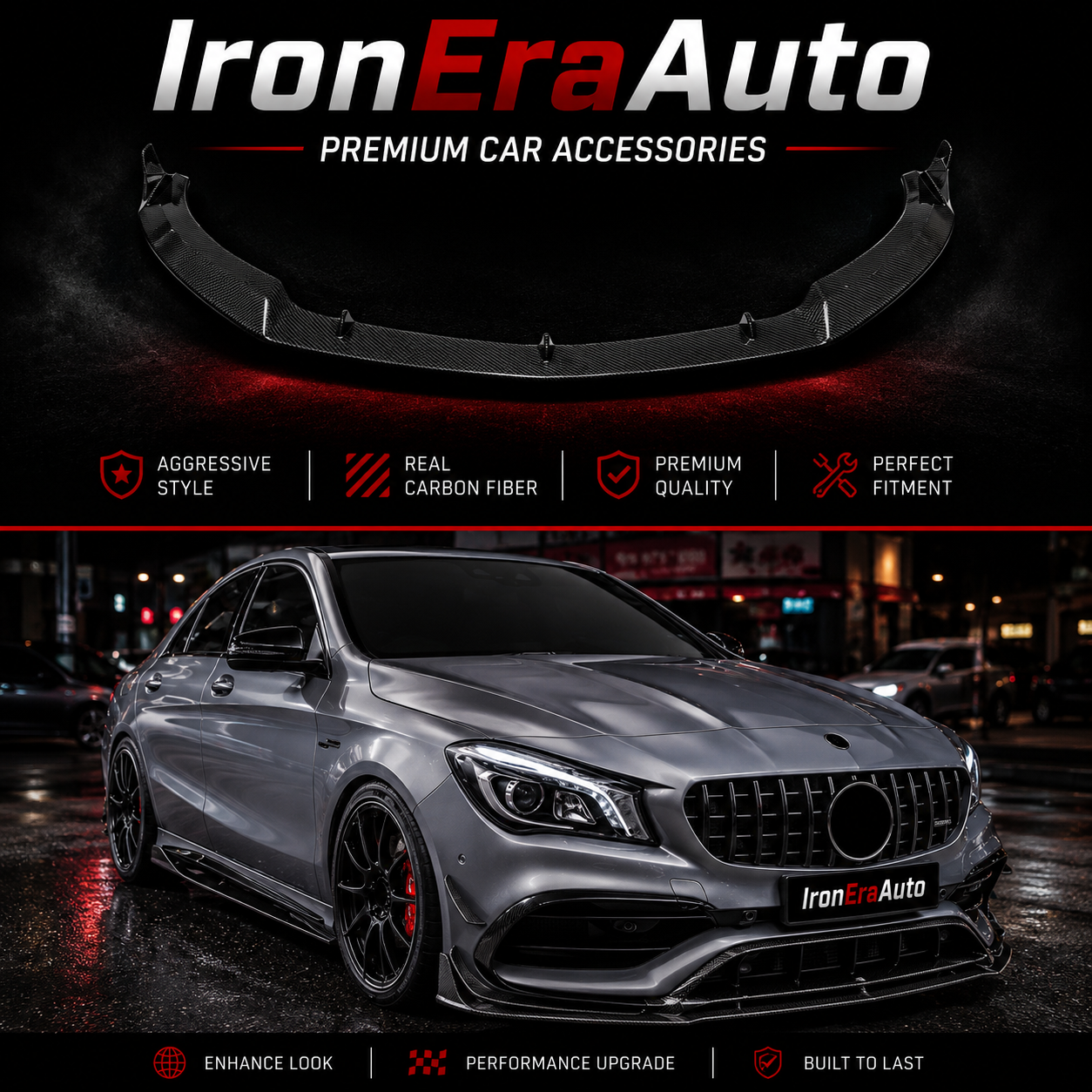 Style Carbon Fiber Front Bumper Lip for Mercedes Benz W117 CLA AMG CLA45 LCI 2017-2020 Carbon Fiber Front Lip