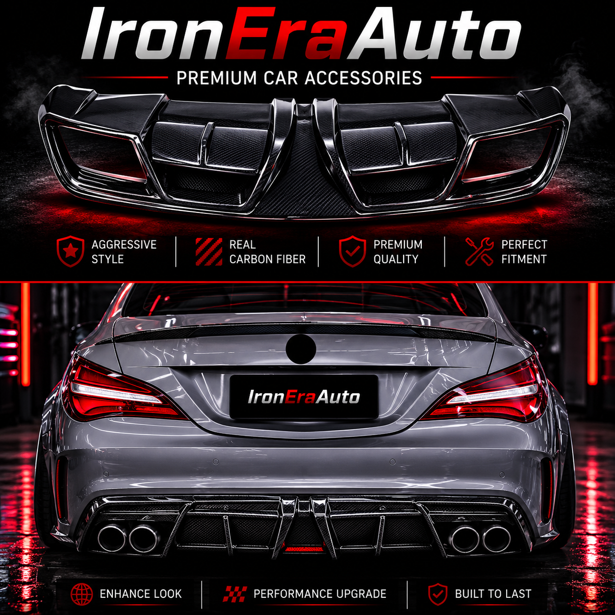 Carbon Fiber Rear Bumper Diffuser Splitter for Mercedes-Benz W117 CLA Class AMG CLA45 2014-2020 Carbon Rear Diffuser