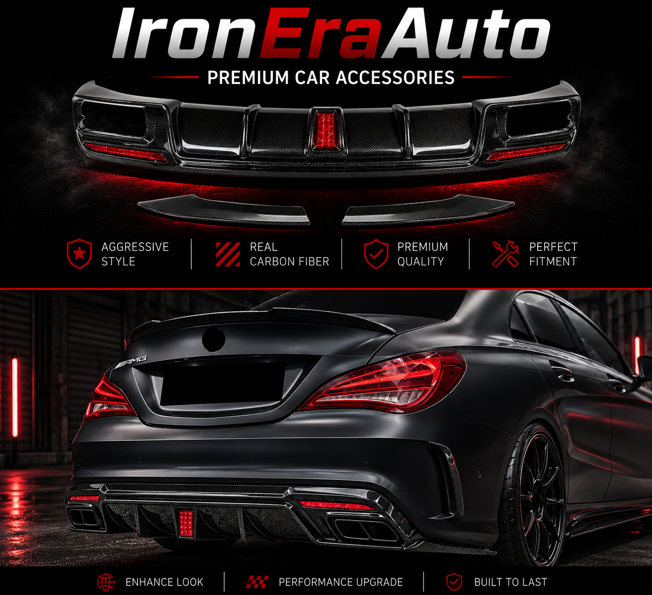 Real Carbon Fiber Rear Bumper Diffuser Splitter for Mercedes Benz CLA Class CLA35 CLA45 W117 2013-2020 Rear Diffuser
