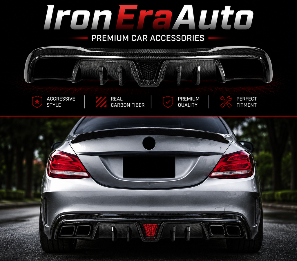 Carbon Fiber Rear Bumper Diffuser Splitter Lip for Mercedes Benz C Class W205 AMG C43 C63 Sedan 2015+ Upgrade Body Kit