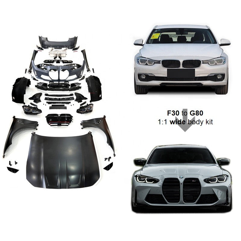 2013-2019Y 3 Series F30 Upgrade to G80 Wide Body Kit Facelift Car Accessories for F30 Car Bumpers Auto Parts