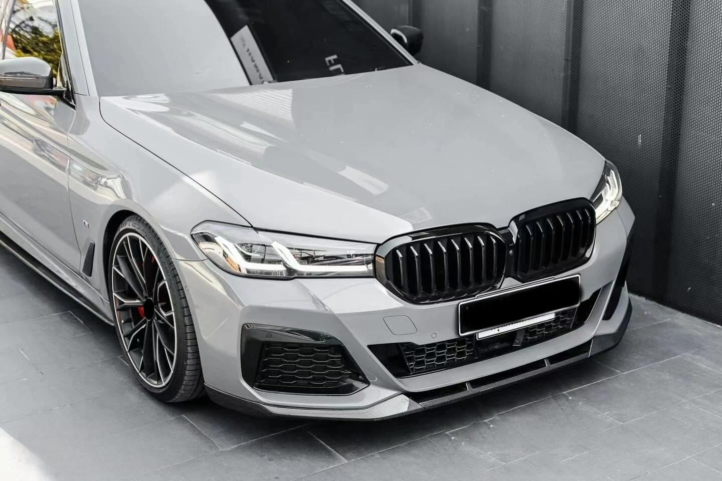 Dry Carbon Fiber 3PCS Front Bumper Lip for BMW 5 Series G30 540i 2021+ LCI Front Splitter Perfect Installation Body Kit