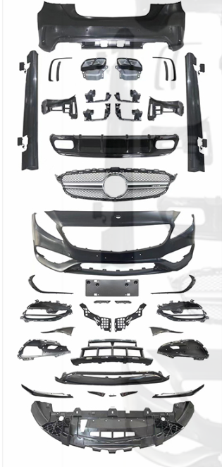 A45 AMG Style Auto PP Bumper Front Lip Rear Diffuser Side Skirt Vents Spoiler Body Kit for BENZ W176 2013-2018