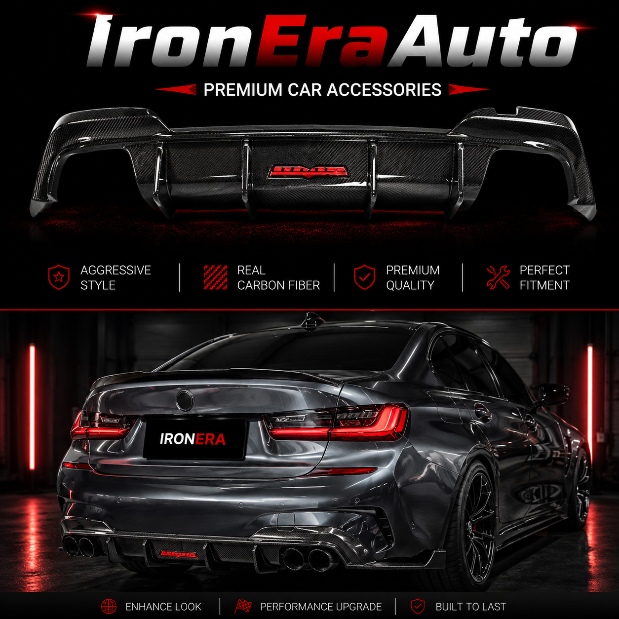 Carbon Fiber Rear Bumper Diffuser for BMW 3 Series G20 G21 Touring Per-Lci 2019-2022 Rear Splitter Lip Body Kit