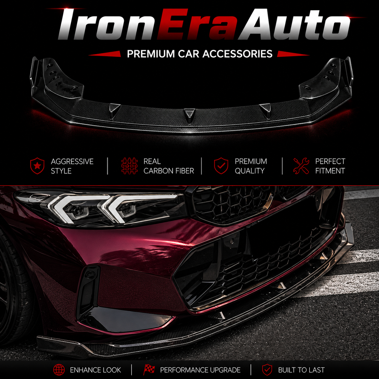 Dry Carbon Fiber Front Bumper Splitter Lip for BMW 3 Series G20 G21 LCI Touring 2022+ Front Lip Body Kit