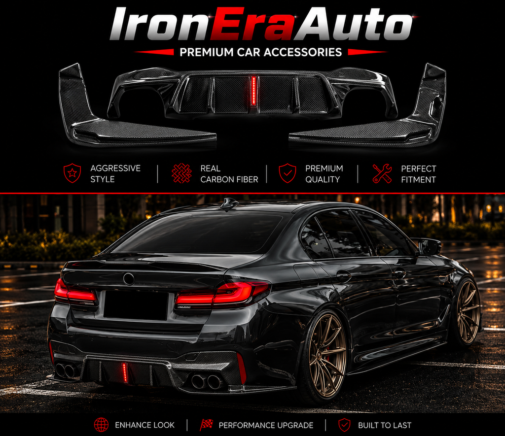 Carbon Fiber With Light Rear Bumper Diffuser for BMW 5 Series G30 M550i F90 M5 Rear Splitter Lip Hight Quality Body Kit