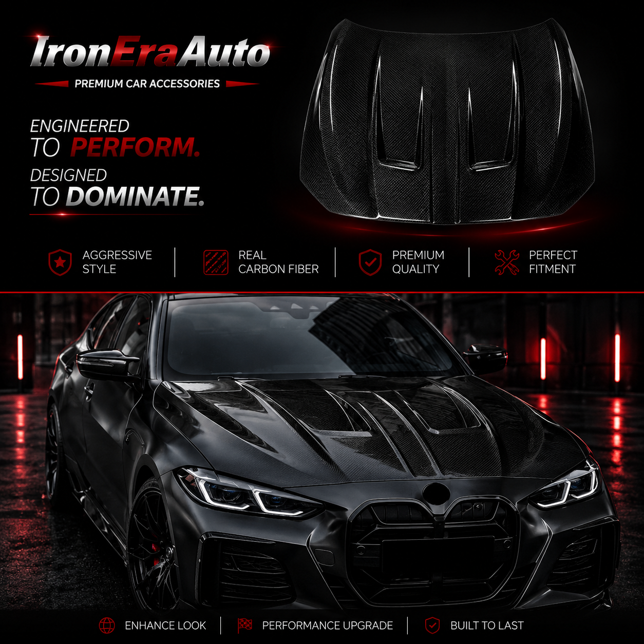 Real Carbon Fiber Engine Hood for BMW G22 G23 G26 I4 M440i Carbon Fiber Engine Bonnet for BMW 4 Series 430i 2020+