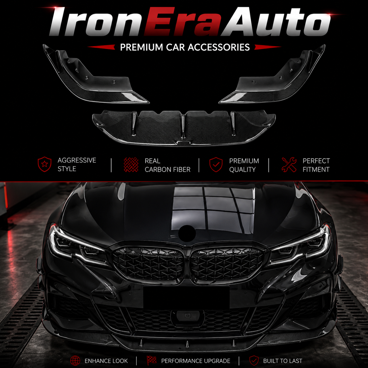 Carbon Fiber Front Bumper Splitter Lip for BMW 3 Series G20 G21 Touring Per-Lci 2019-2022 Front Lip