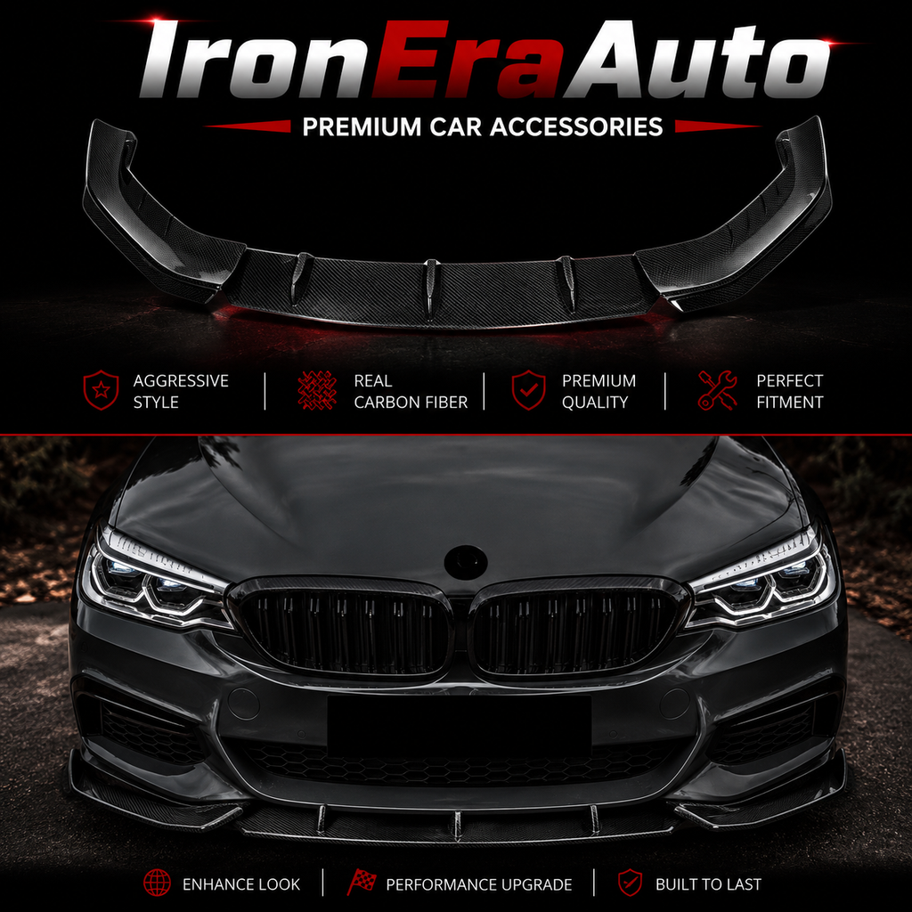 Carbon Fiber 3PCS Front Bumper Lip for BMW 5 Series G30 540i M550i Pre Lci 2017-2020 Front Splitter Body Kit