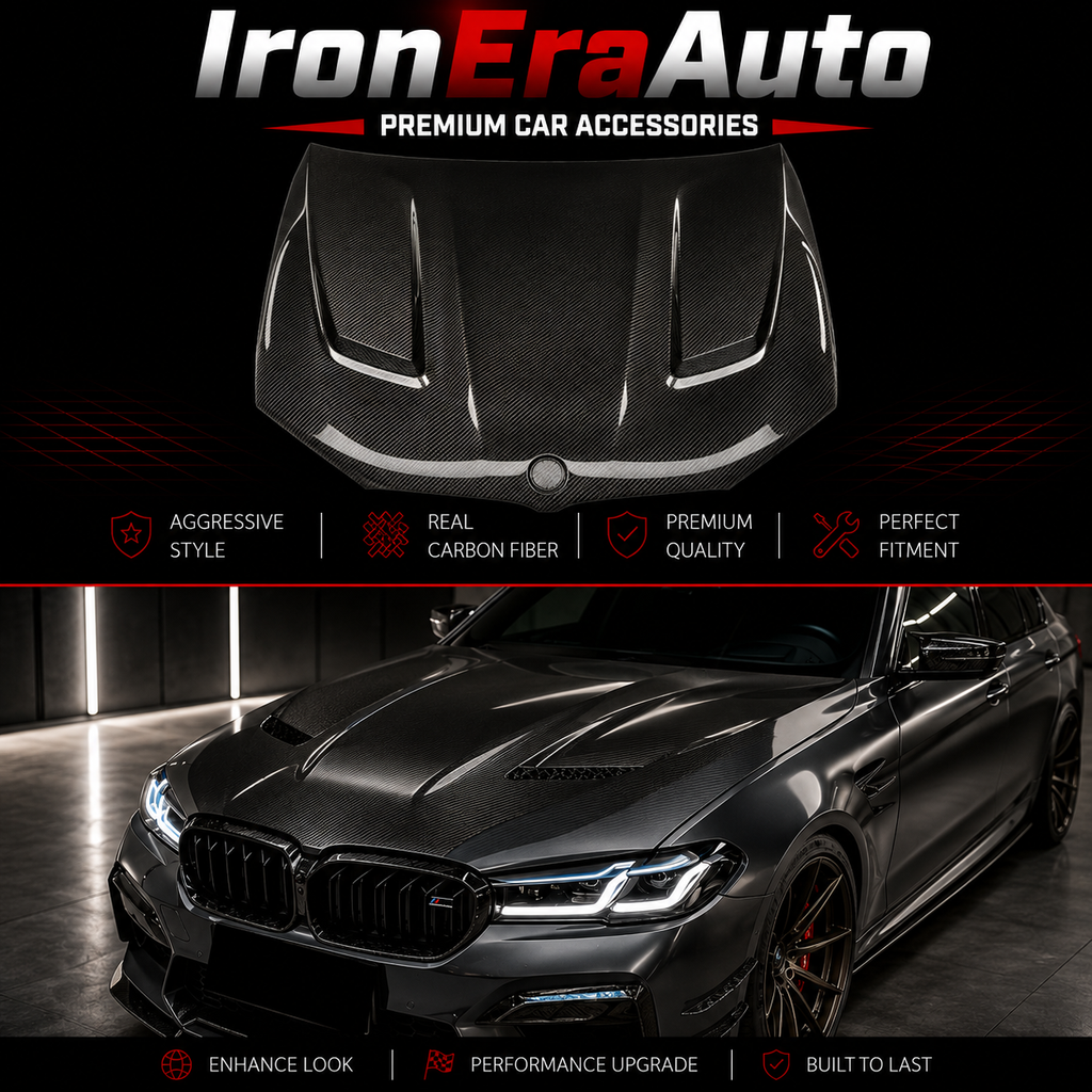 Hight Quality CS Style Carbon Fiber Engine Hood Cover for BMW 5 Series G30 F90 M5 Touring Carbon Engine Bonnet Lid Body Kit