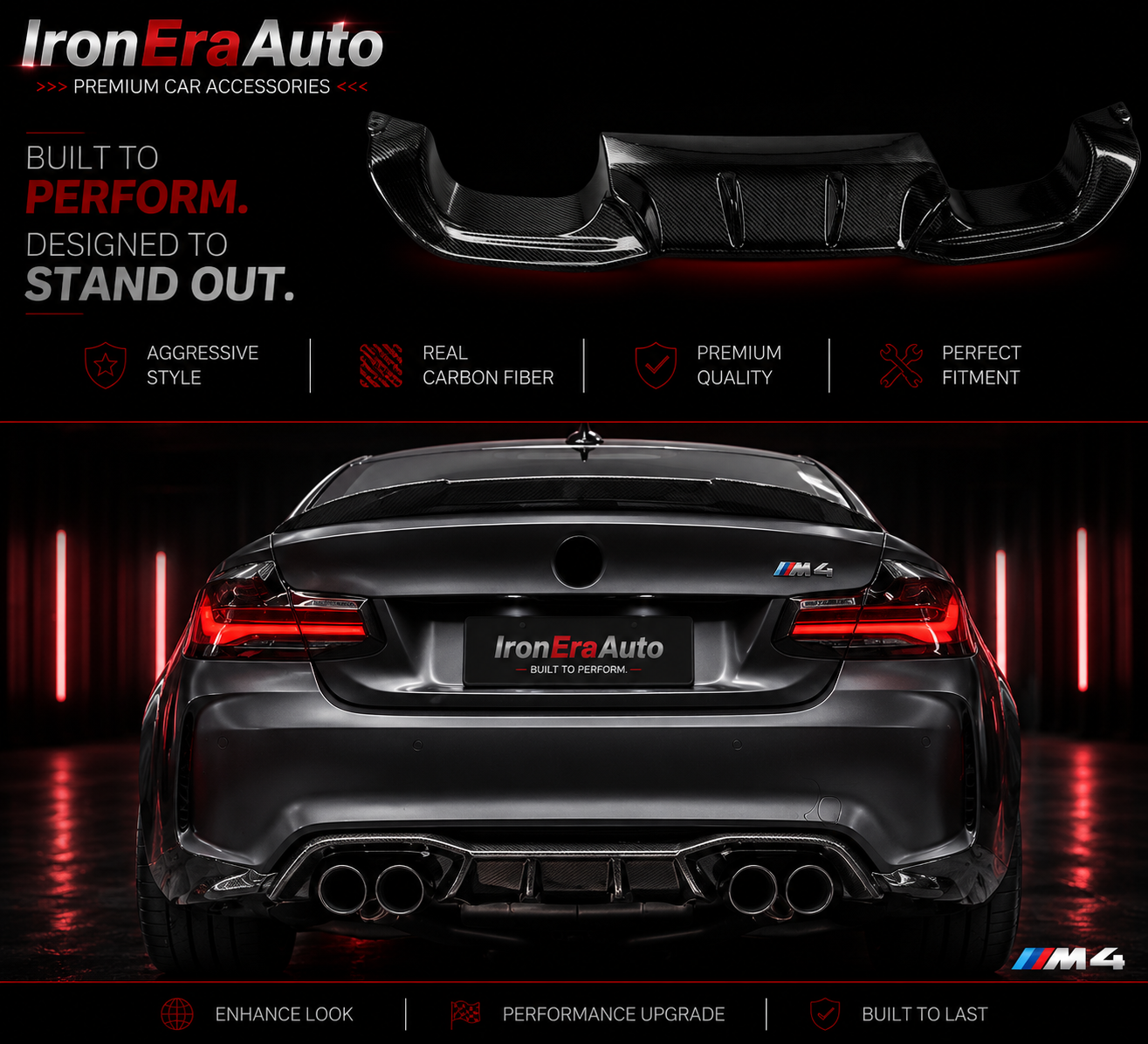 Real Carbon Fiber F87 M2 Rear Bumper Diffuser for BMW F87 M2 M2C Competition 2016-2022 Rear Splitter