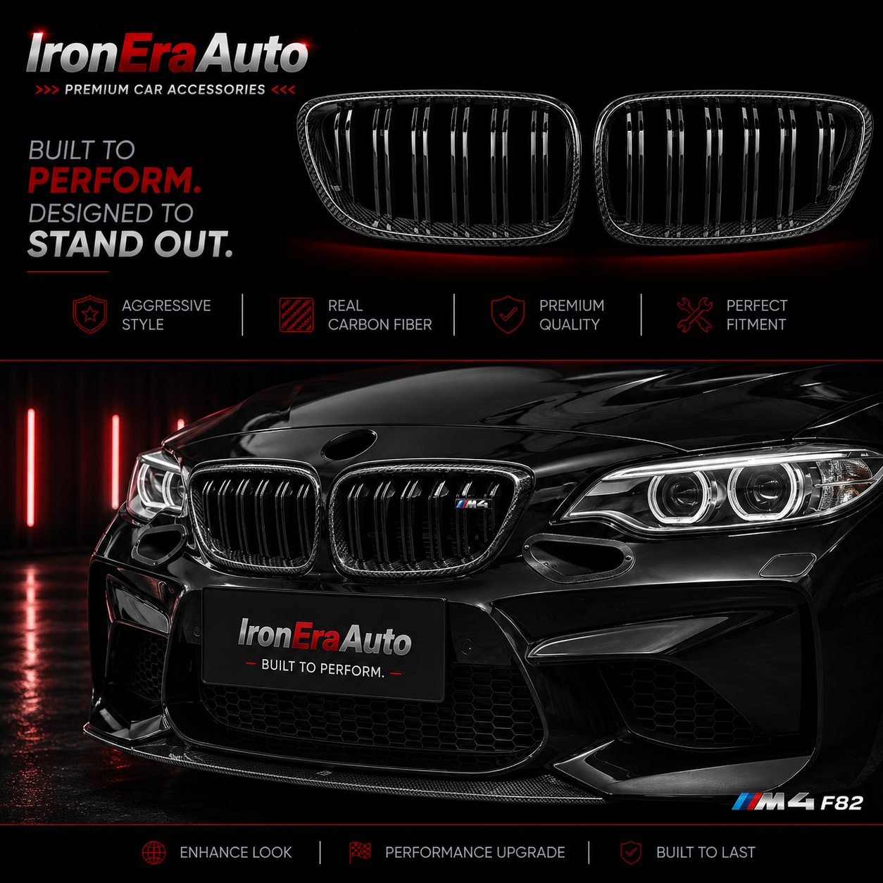 Carbon Fiber Front Bumper Double Slat Grille for BMW F87 M2 2016-2022 Carbon Fiber Front Grill Body Kit