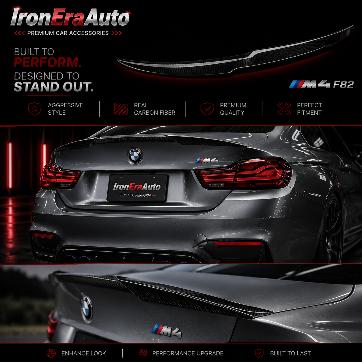 For BMW 4 Series F32 F82 M4 CS GTS Add Carbon Rear Trunk Lip Tail Wing Boot Spoiler Ducktail 2014-2018