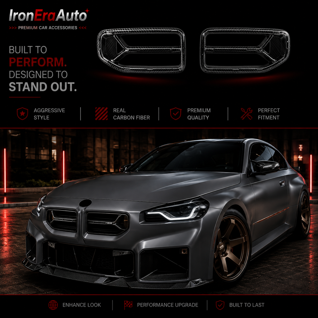 Dry Carbon Fiber Front Bumper Grille for BMW M2 G87 Coupe 2023+ Double Kidney Grille Front Bumper Air Intake Grille