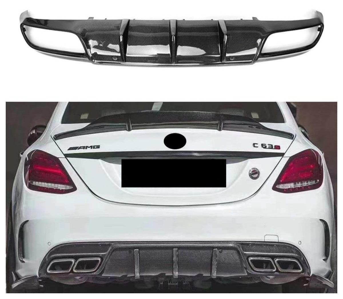 Carbon Fiber Rear Bumper Diffuser Splitter for Mercedes Benz W205 C Class C43 C63s Sedan 2015+ Hight Quality Body Kit