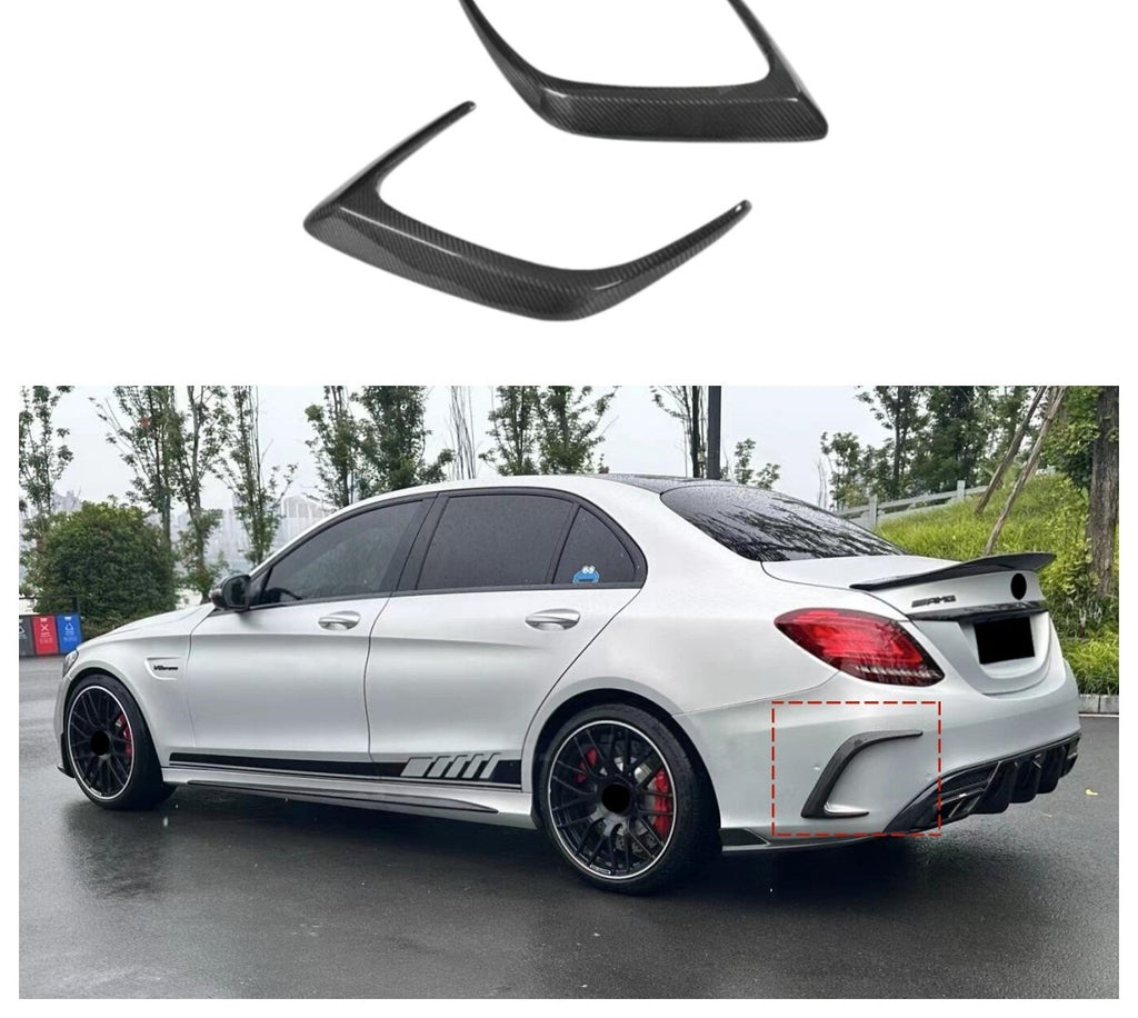 Carbon Fiber Rear Bumper Air Vent Trim for Mercedes Benz W205 C Class C63s Sedan 2015+ Rear Side Splitter Canards