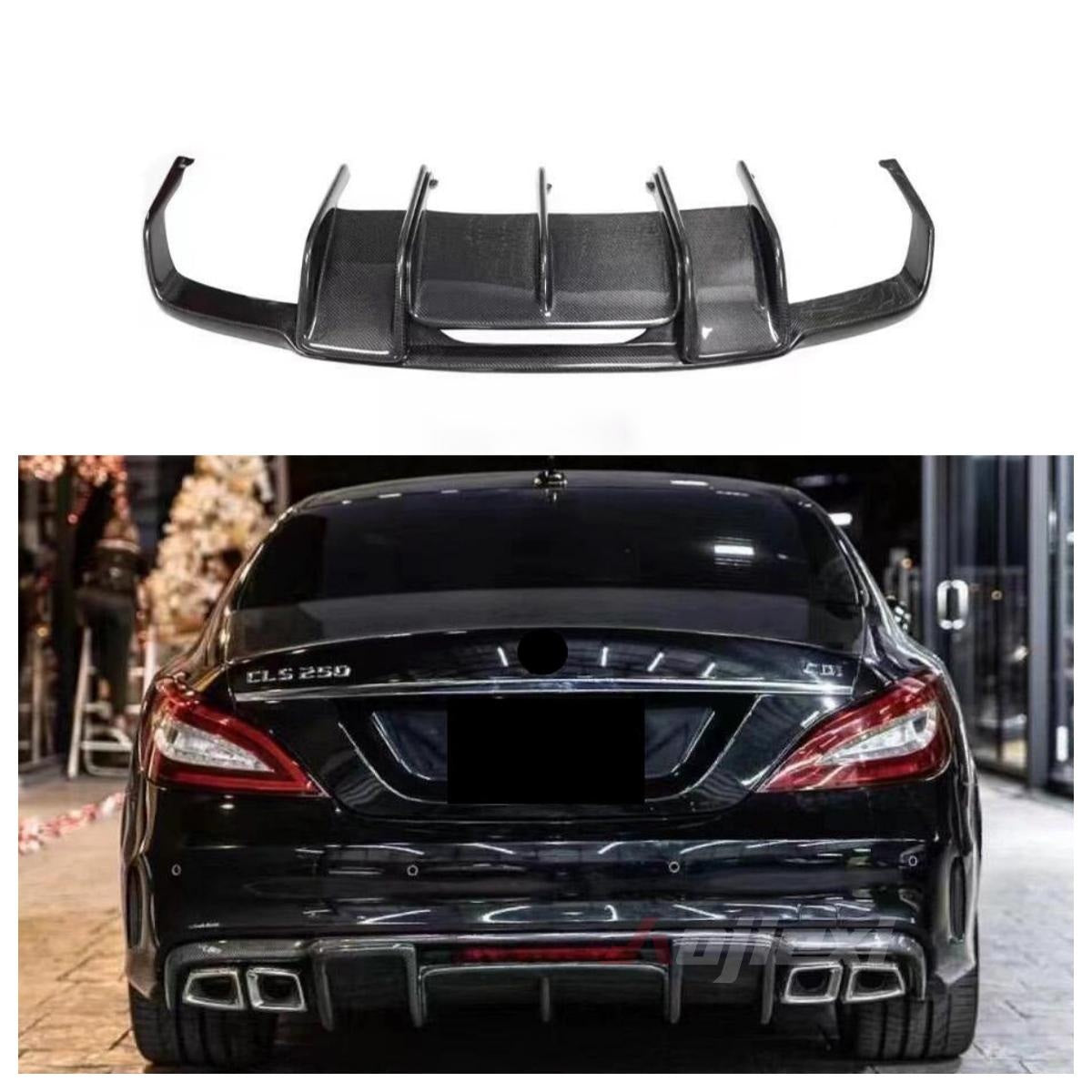 Carbon Fiber Rear Bumper Diffuser for Merceder Benz W218 CLS550 CLS63 AMG 2011-2018 Rear Splitter Lip With LED Body Kit